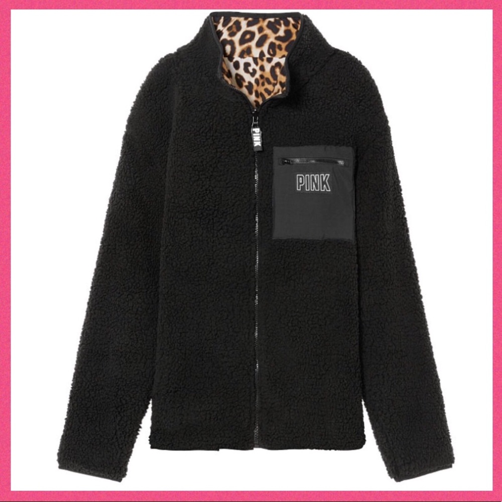 •Victoria’s Secret PINK• Reversible Sherpa ZIP up - Picture 1 of 2